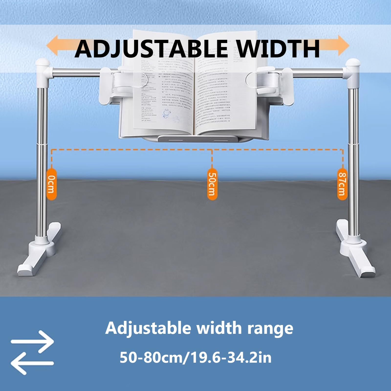 Soporte para libros para leer, altura ajustable y placa plana, diseño de doble cabeza, compatible con libros y tabletas para escritorio, sofá y suelo