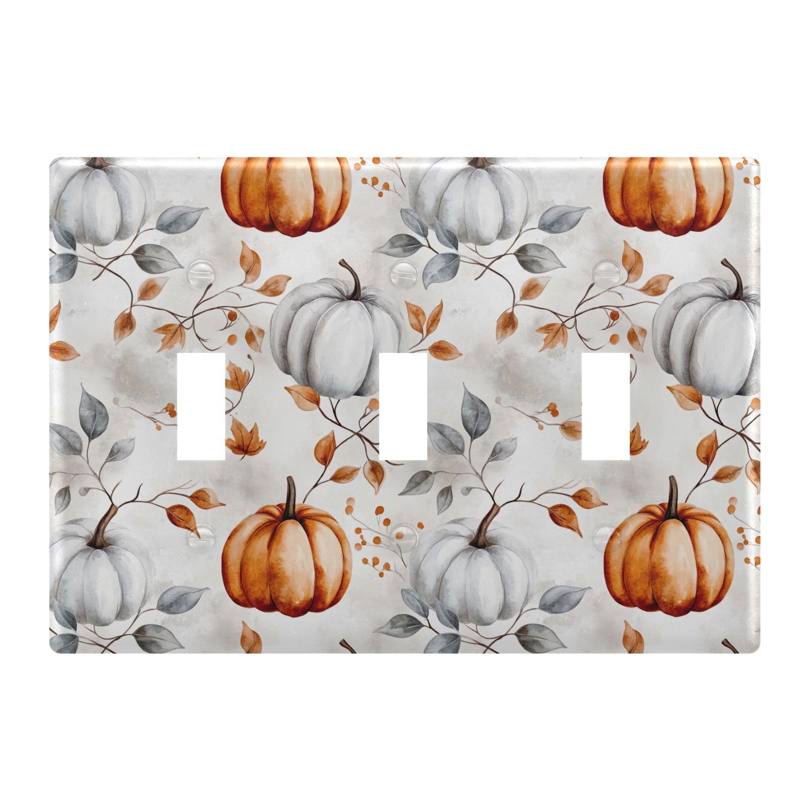 Light Switch Cover Fall Pumpkin Thanksgiving Autumn Wall Plates for Electrical Outlets 3 Gang 202b7196