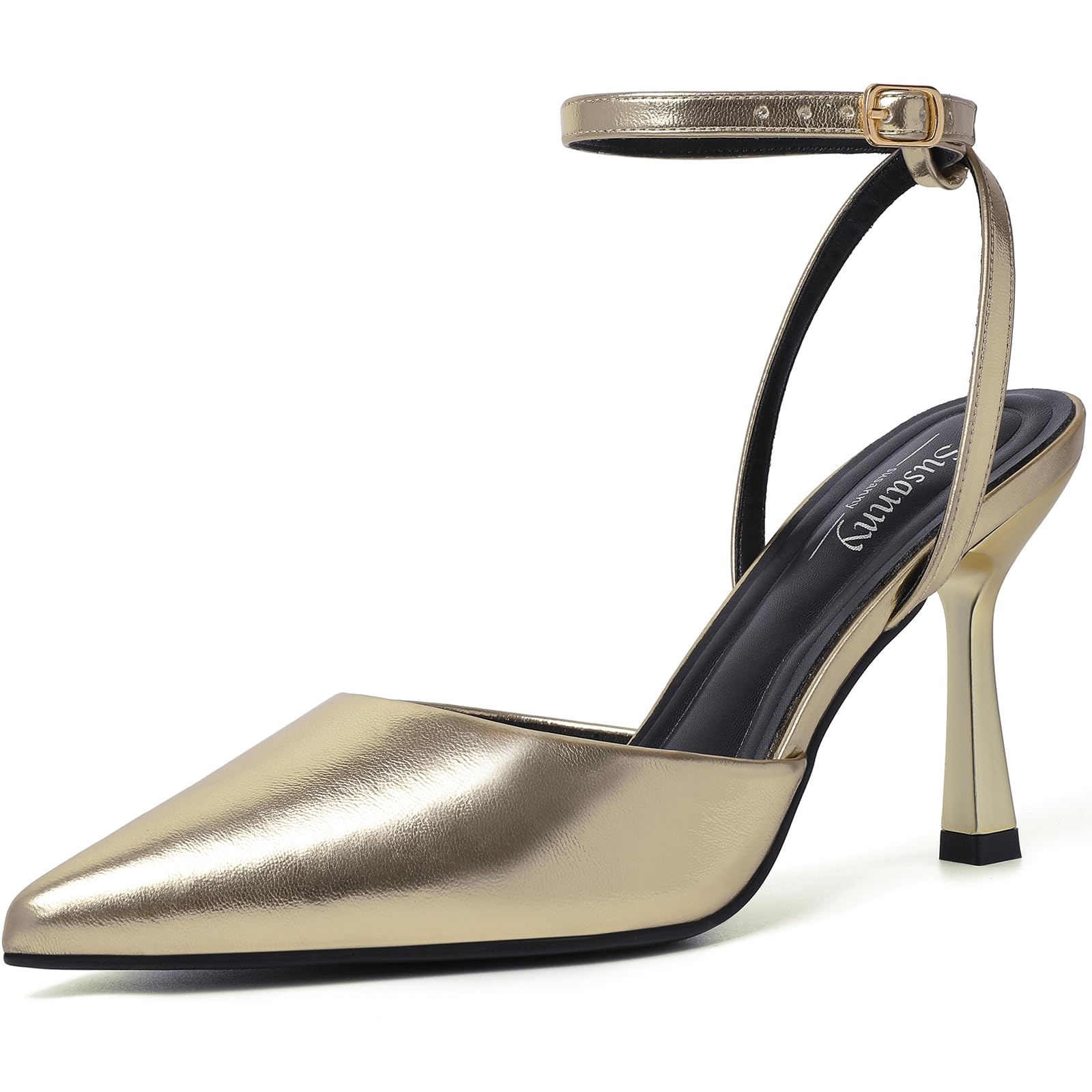 Susanny Heels for Women Stiletto Closed Pointed Toe Backless Dress Shoes High Heels Sexy Kitten Pumps Wedding Guest Party Dance Prom Dressy Comfort