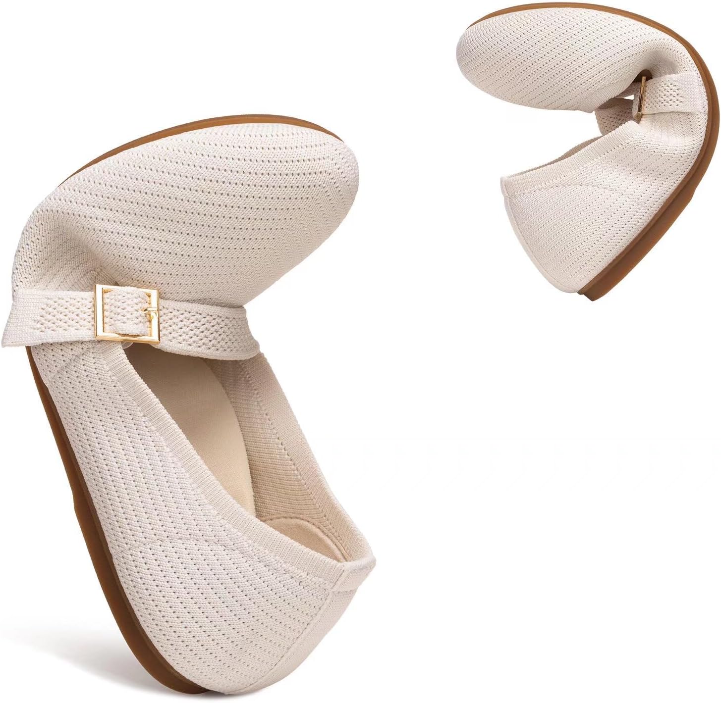 Frank Mully Women's Mary Jane Flats Comfortable Dressy Ballet Flats Casual Round Toe Slip On Washable Knitted Fabric Office Work Woman Shoes - Image 7