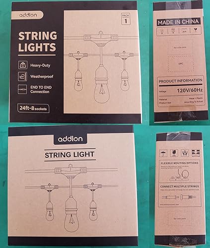 Miniatura 8 de addlon Luces de Cadena para Exteriores de 24 Pies de Grado Comercial Resistentes a la Intemperie con Bombillas Edison Vintage, Certificadas ETL,