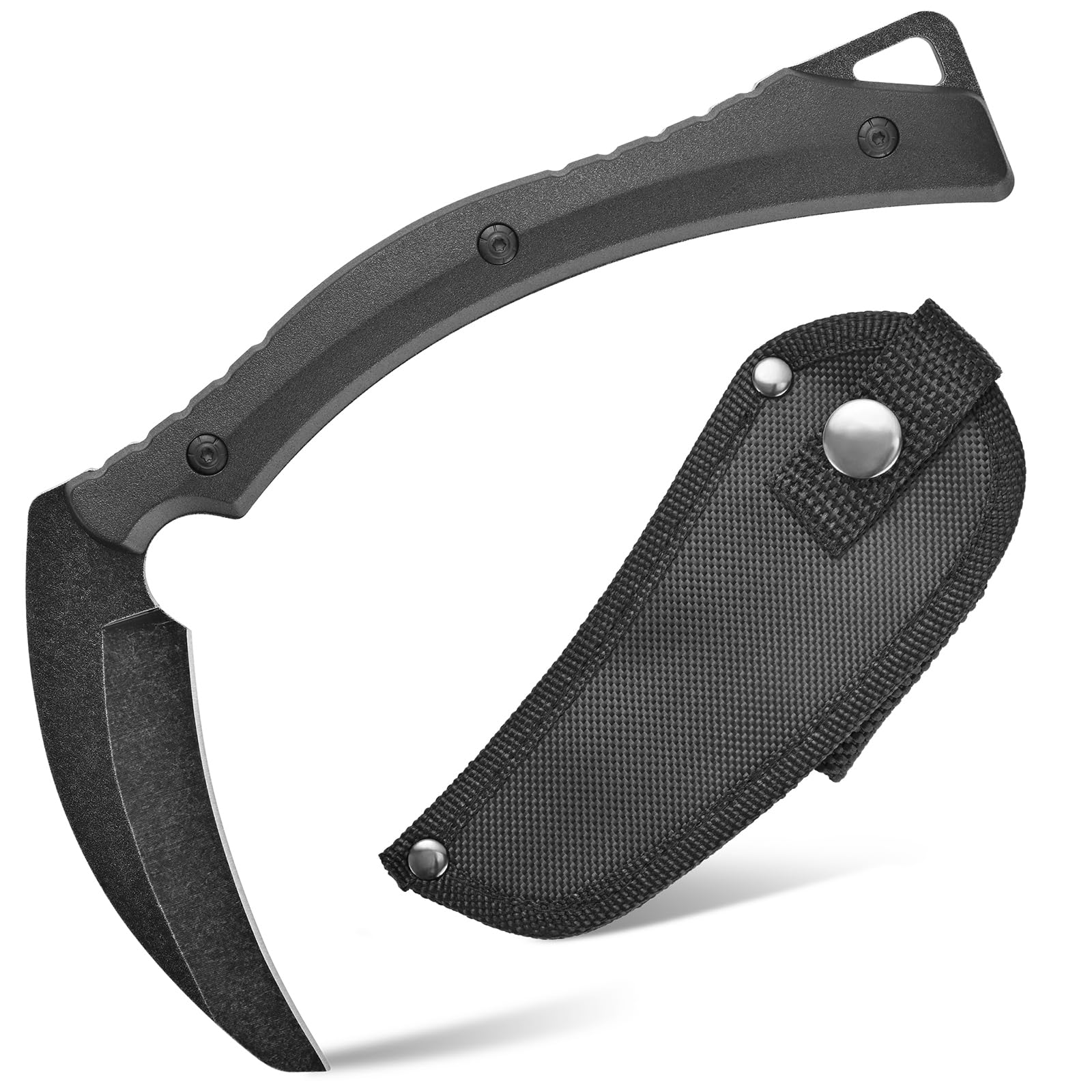 C1398 Camping Axes Billhook Sickle Machete Knife Brush Clearing Sickle Machetes D2 Steel Blade G10 Handle Hatchet for Outdoor Activities,Yard Work, Small Grass Sickle Machete,Harvest Knife