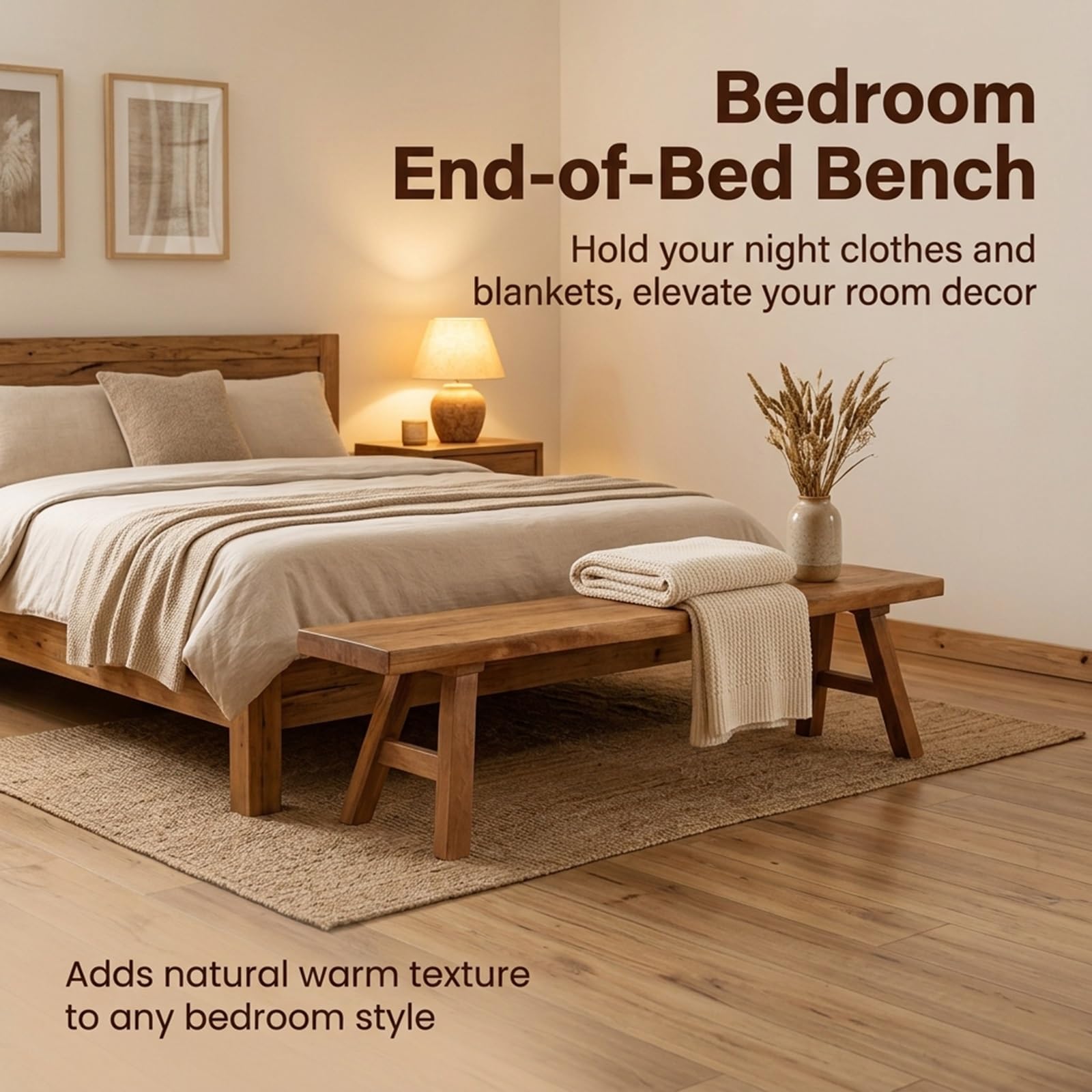 Banco de entrada de cocina de madera natural asiática, Banco de comedor de madera para entrada de estilo rústico, fácil de montar para dormitorio, mesa de comedor, sala de estar, pasillo(120*25*45cm)