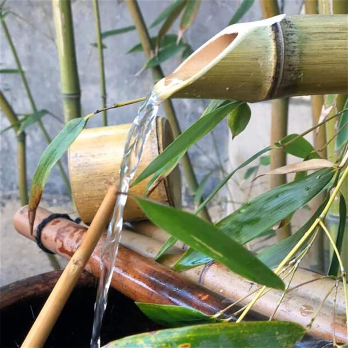 Solar Bamboo Water Fountain with Pump,Outdoor Freestanding Fountains,Solar Feng Shui bamboo fountain, Zen Garden Decor for Desk Patio Yard