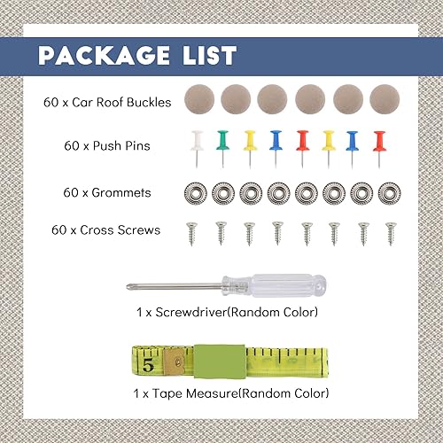 Miniatura 8 de 60 piezas de botón de reparación del techo del techo del automóvil, remaches a presión de techo con herramienta de instalación para fijar la hebilla