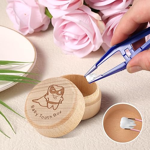 Miniatura 3 de Caja de madera para recuerdos de dientes, caja de almacenamiento de dientes de bebé, para la pérdida de dientes, para bebés, niños y niñas