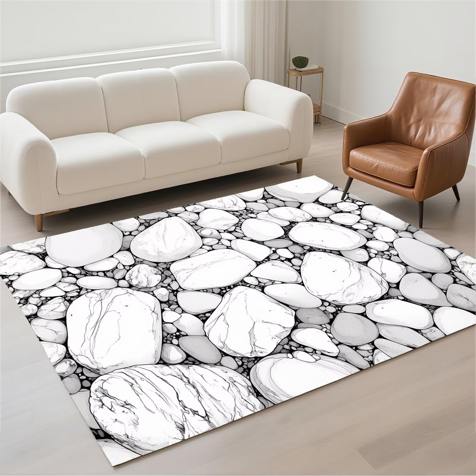 Tapis de couloir 60x90cm stone lavable et moderne pour entrée