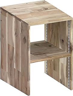 WOODPRO アカシア コの字収納ラック(可動棚板1枚) 幅34cm 高さ41cm 奥行22cm 無塗装 完成品 テレビ台 モニター台 デスクシェルフ 1cm単位でオーダー可 受注生産