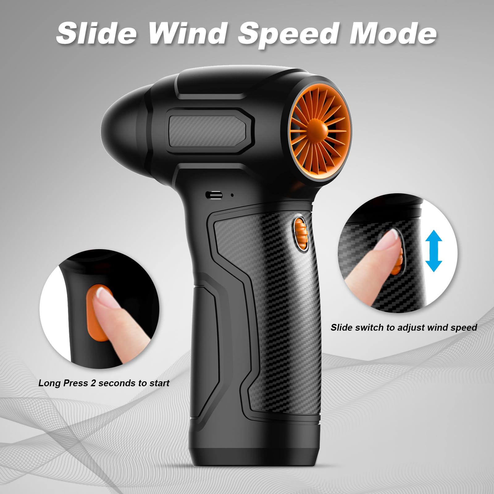 Plumero de aire eléctrico, 200.000 rpm, 8000 mAh, recargable alternativa de aire comprimido con 6 cepillos, soplador de mano para coche, bicicleta, taller, parrilla, impresión 3D, control de
