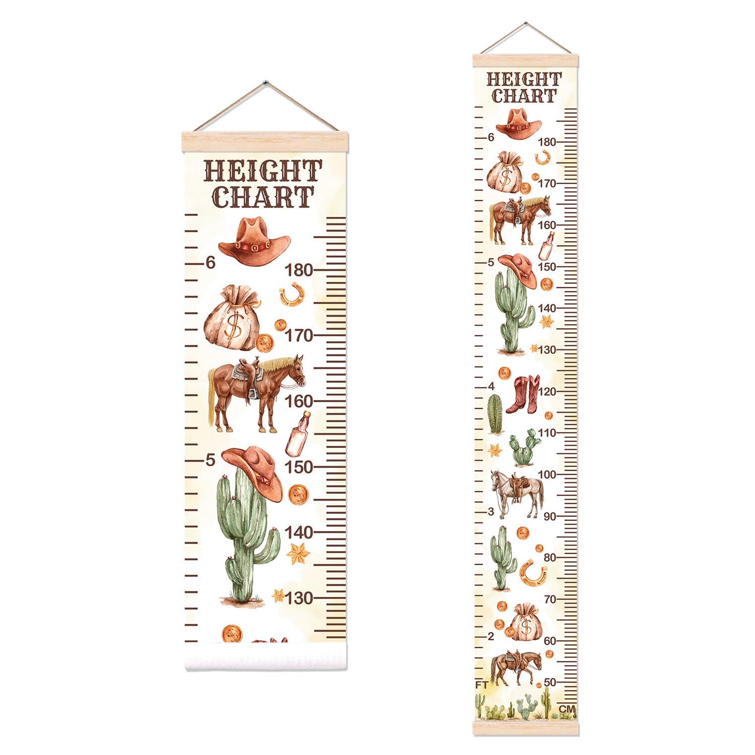 Height Chart for Wall Decor, Cowboy Decor Height Chart for Boys, Height Measurement Chart for Wall Art, Perfect for Toddler Nursery Room Decor Height