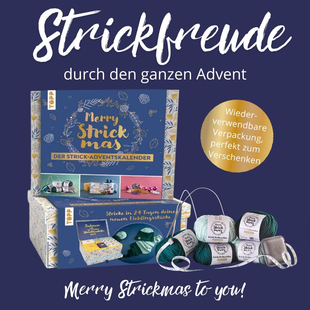 Merry Strickmas-Der Strick-Adventskalender:Mit süßen Accessoires und Zubehör fürs Stricken sowie einer ausführlichen Schritt-für-Schritt-Anleitung und passendem Material für dein neues Lieblingsstück.