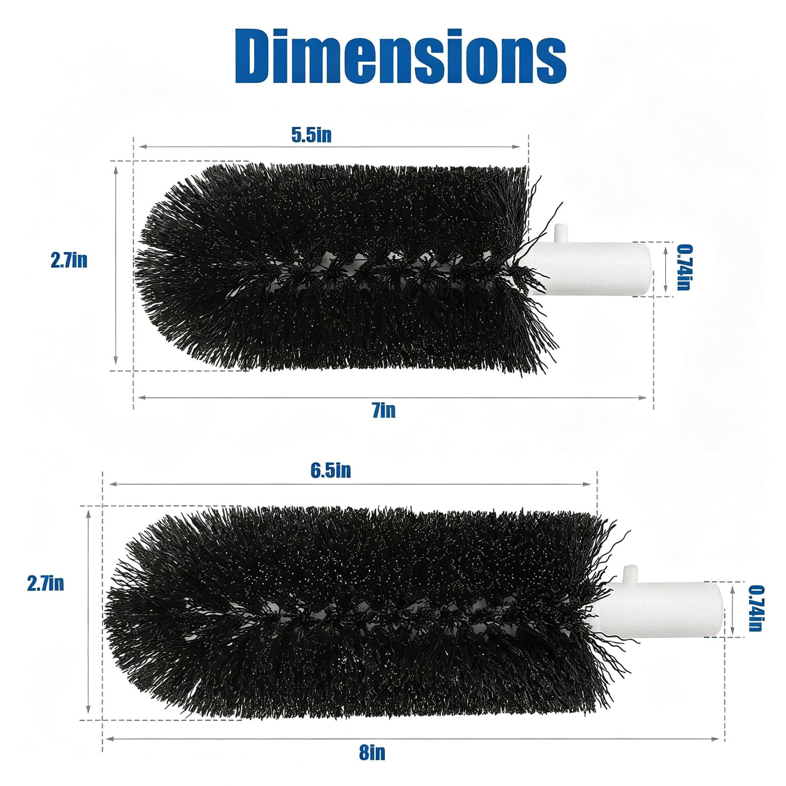 Ensemble de Brosses de Rechange pour Lave-Verres, 4 Brosses de 6"+1 de 7,5" | Convient aux Verres de Moins de 5,9" de Profondeur et 2–4" de Diamètre, pour Bars et Restaurants
