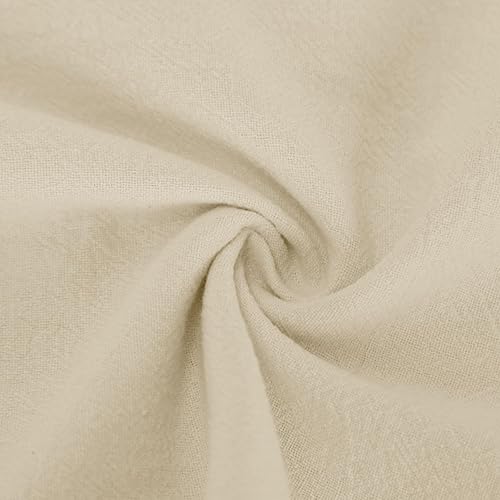 Girls Bermuda Shorts Knee Length Cotton Linen Straight Wide Leg Long Shorts Solid Drawstring Elastic Waist Short Pant(A01-beige,12 Years)