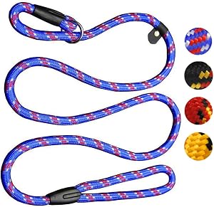 Sweeethome Durable Dog Slip Rope Leash, 5 FT Dog Training Leash, Strong Slip Lead, Standard Adjustable Pet Slipknot Nylon Leash for Small Medium Dogs(10-80 lb)