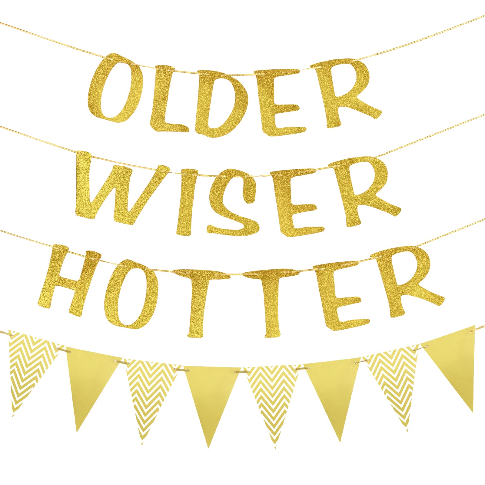 Older Wiser Hotter Balloon Banner, Milestone Birthday Party