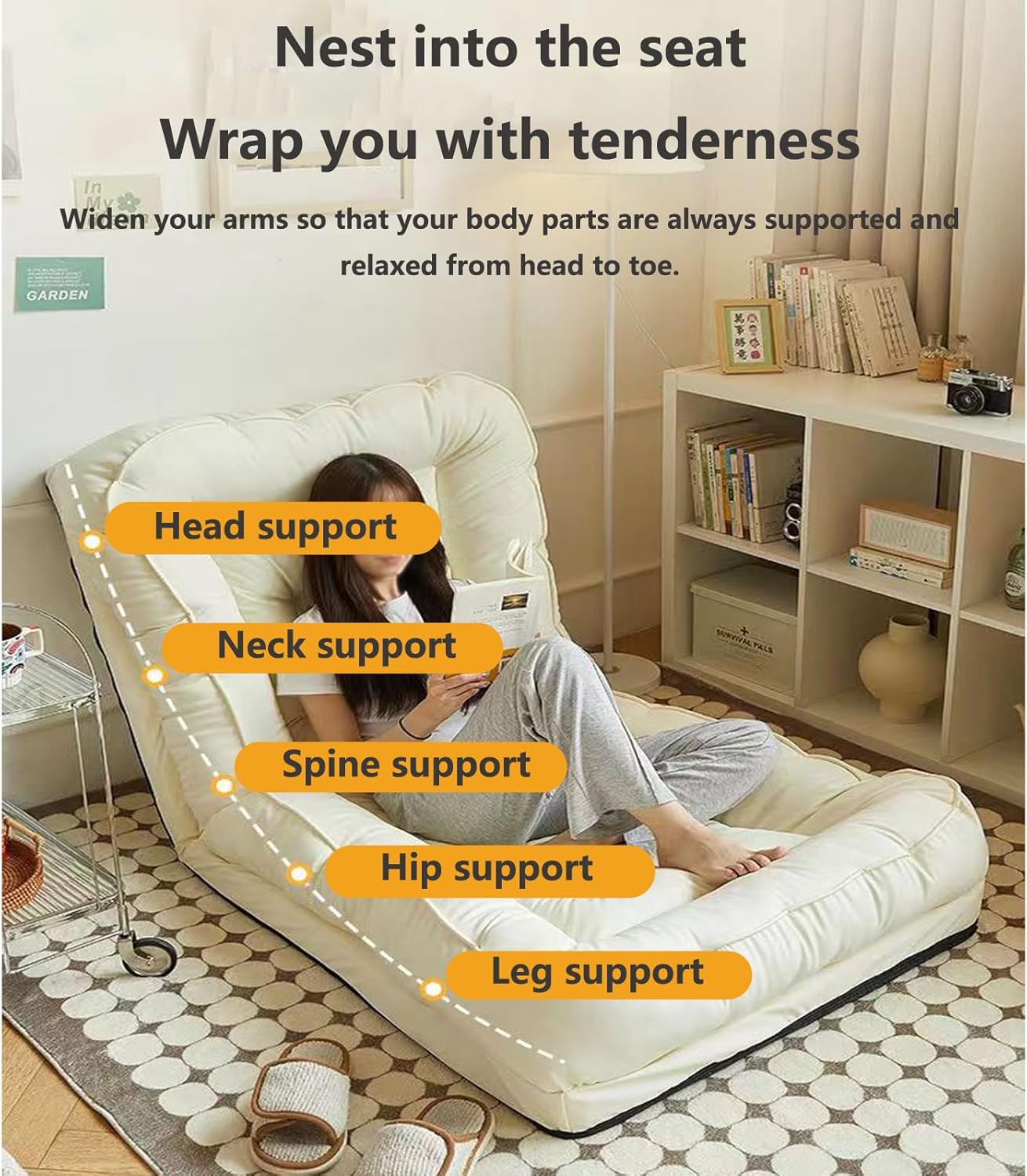 Human Dog Bed for Adult & Pets,Foam Foldable Sofa Bed for Space Saving,3 in 1 Convertible Sofa Bed Couch, Comfortable Sofa Mattress Bed for Small Spaces Beige B-140 * 70CM