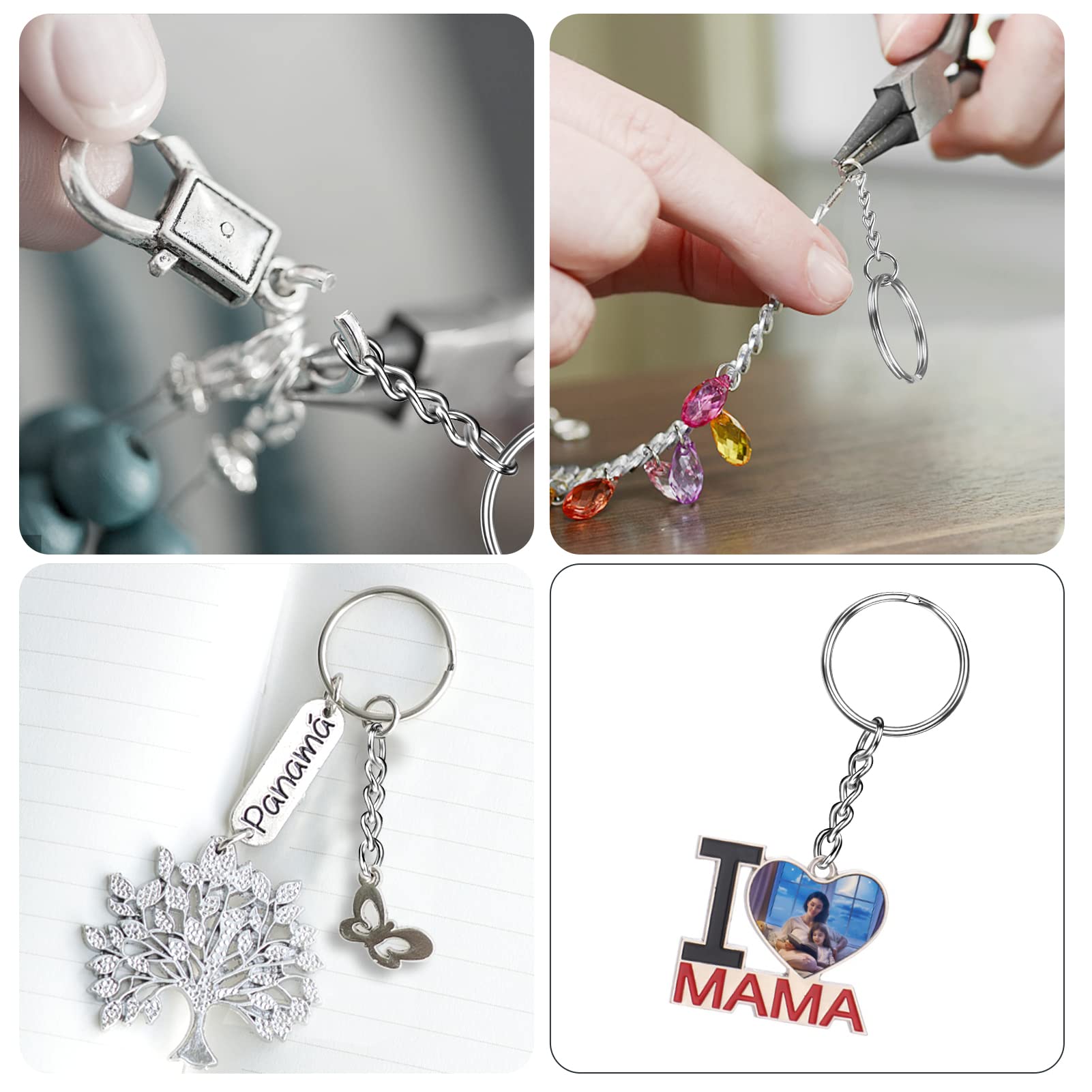 80PCS Key Chain Rings and 80PCS Open Jump Rings Metal Splits Key
