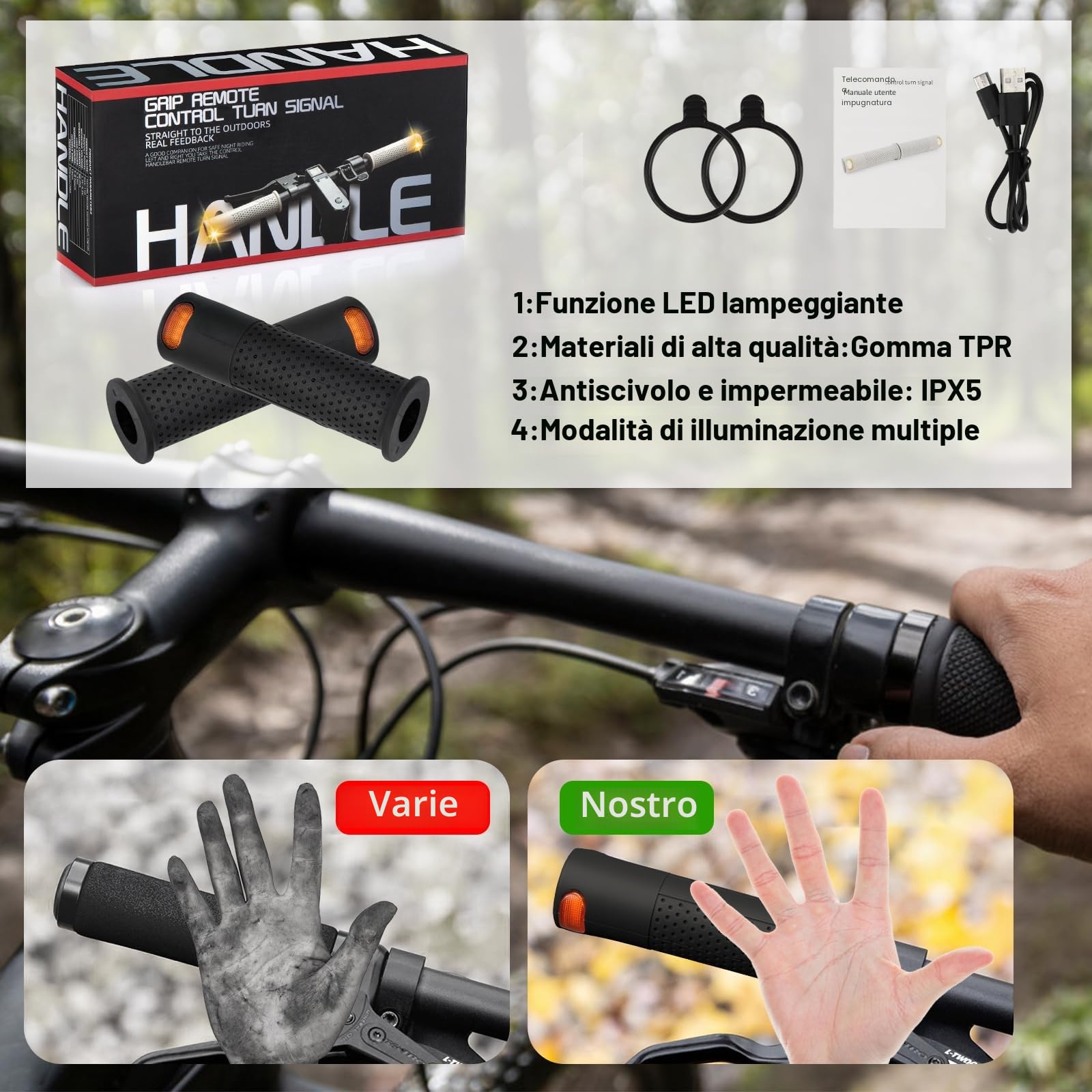 RUISHIKA E Scooter Freccia con Maniglia, Scooter Lampeggiante Maniglia Luce di avvertimento Doppio Flash Luce Posteriore con Xiaomi M365/Pro2/1S Ninebot ES1 ES2 ES4 G30 Soft Handlebar Grips, Accessori