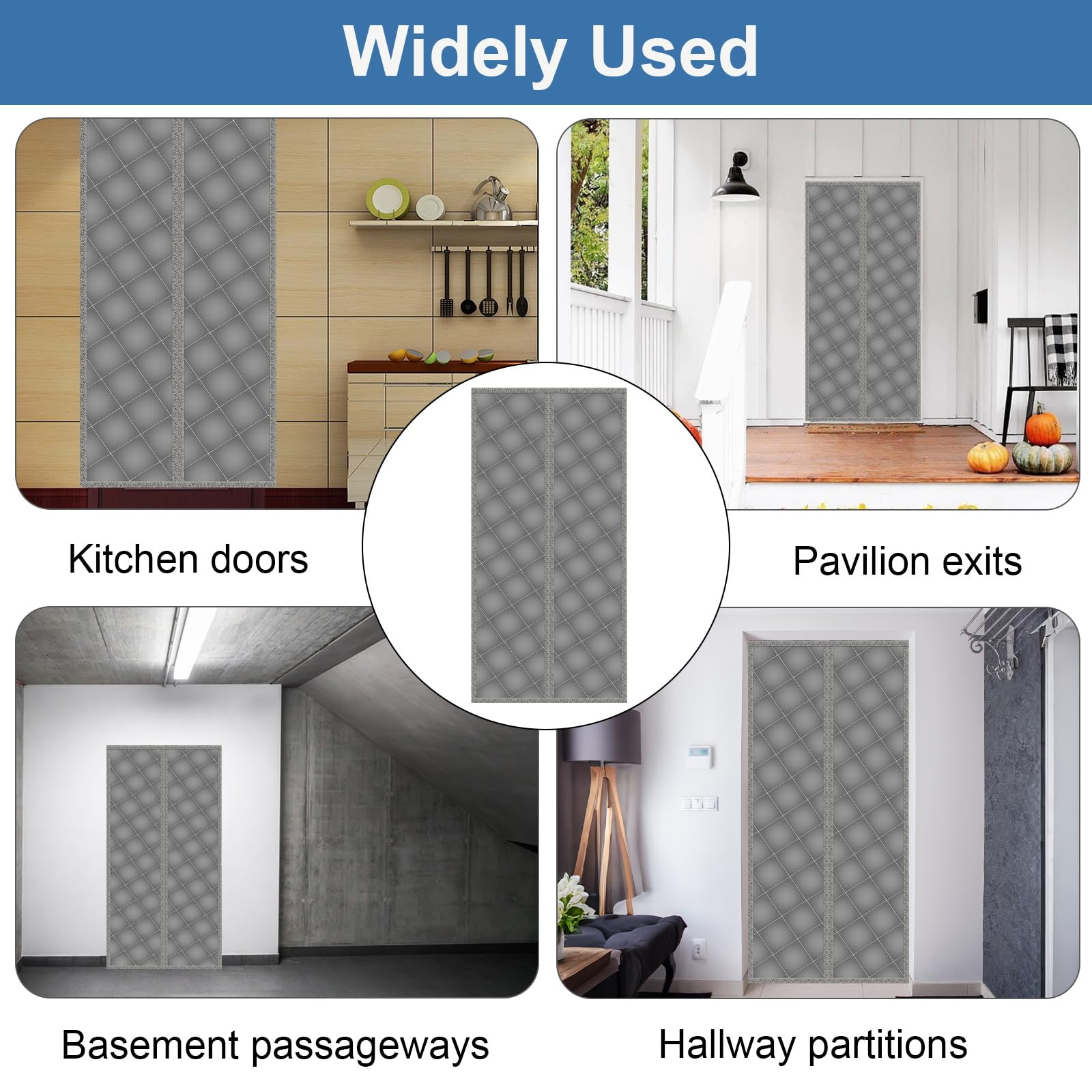 90 x 210 cm cortina térmica para puerta protección contra el frío, cortina magnética de protección térmica para puertas, cortina térmica para interiores, aislamiento térmico, sin agujeros, para puerta