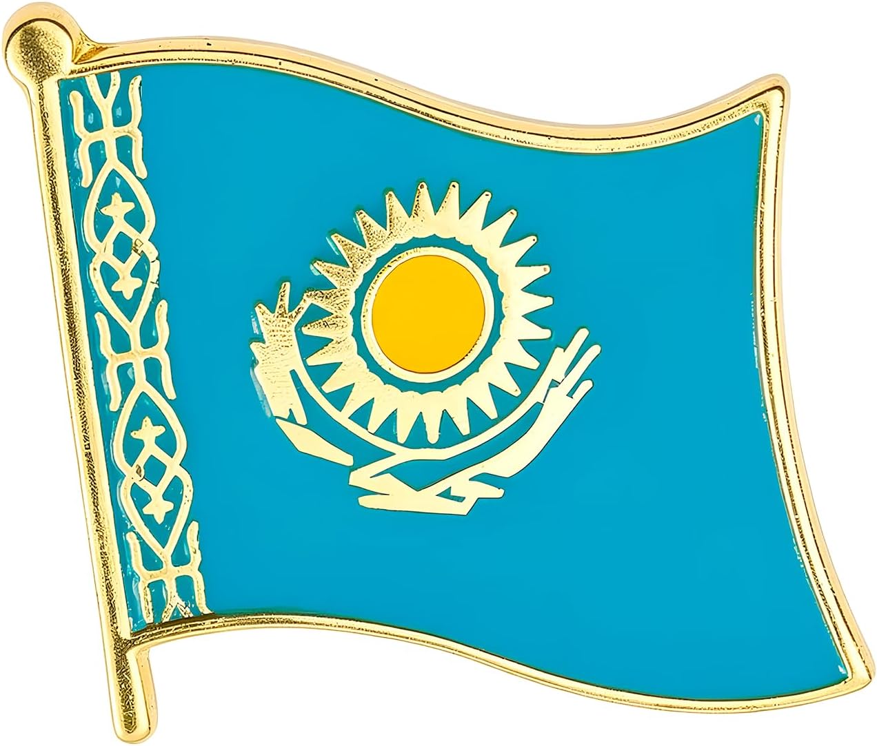 Kazakhstan Country Flag Lapel Diplomat Pin – Enamel Metal National Badge 1.6 x 1.9 cm – Kazakh Heritage and International Identity Symbol