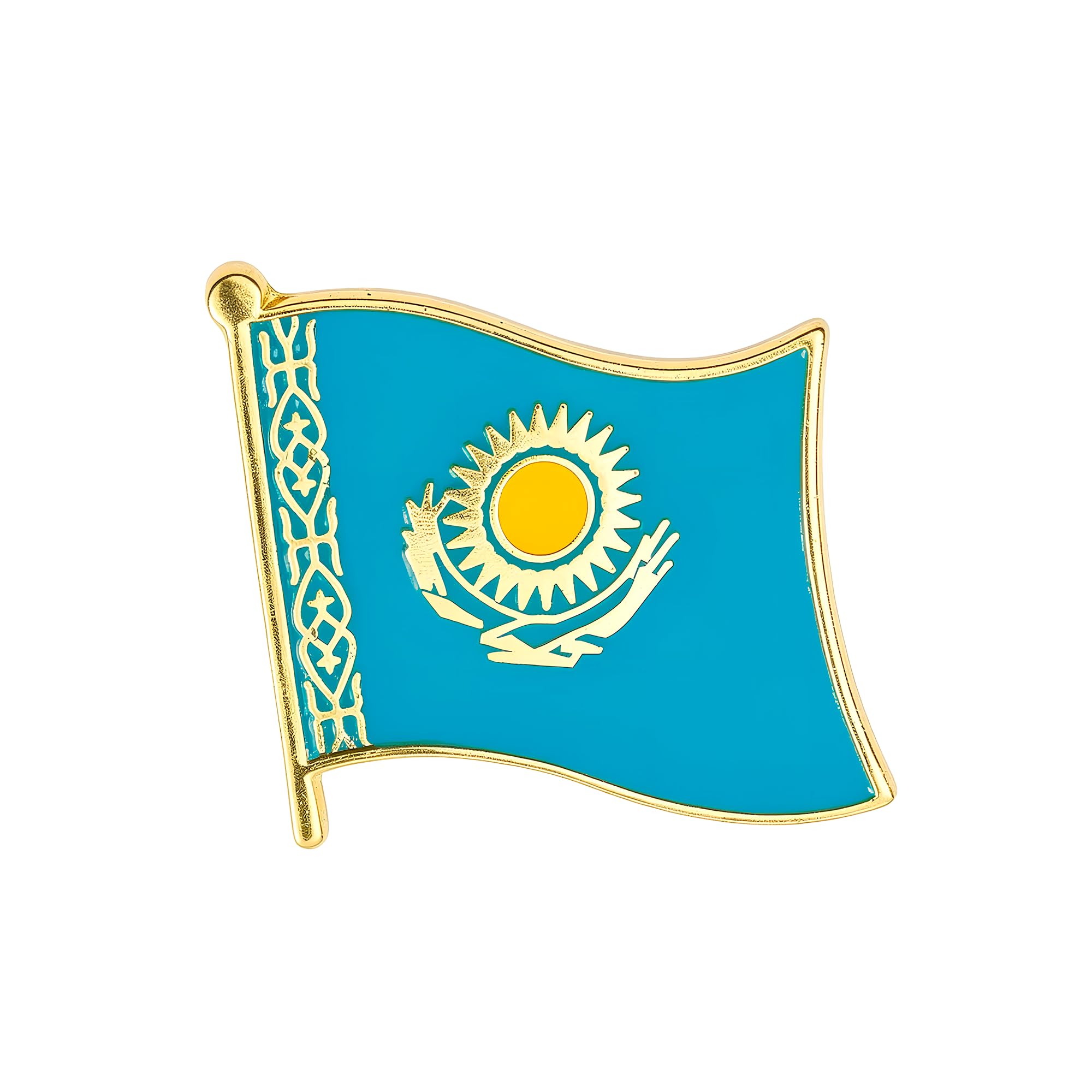 Kazakhstan Country Flag Lapel Diplomat Pin – Enamel Metal National Badge 1.6 x 1.9 cm – Kazakh Heritage and International Identity Symbol