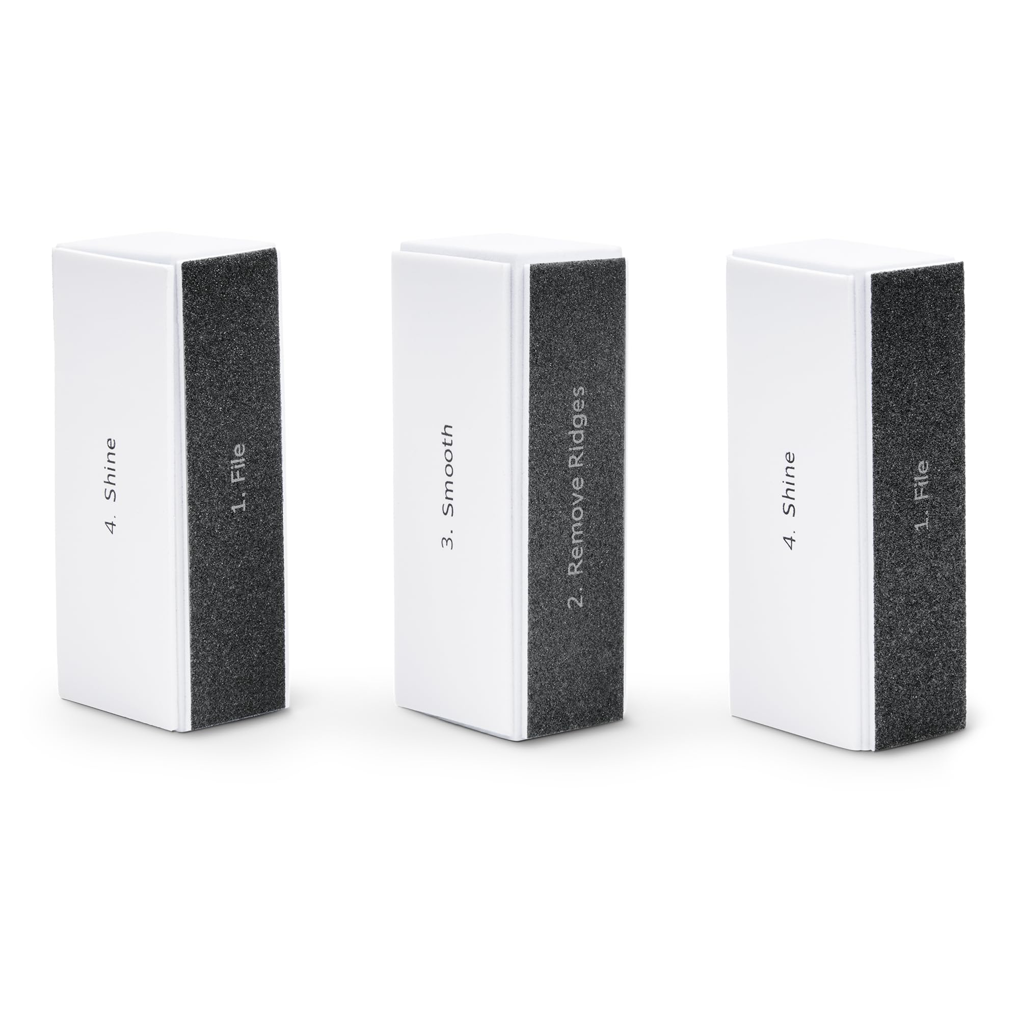 Amazon Basics 4-Way Nail Buffer Buffing Block for Professional Manicure, Manicure Tools, Nail Polisher, 3-Pack, Black/White