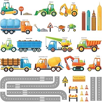 Decowall Dw 1712 Bau Baustelle Transporte Autos Fahrzeuge Wandtattoo Wandsticker Wandaufkleber Wanddeko Fur Wohnzimmer Schlafzimmer Kinderzimmer Amazon De Baumarkt