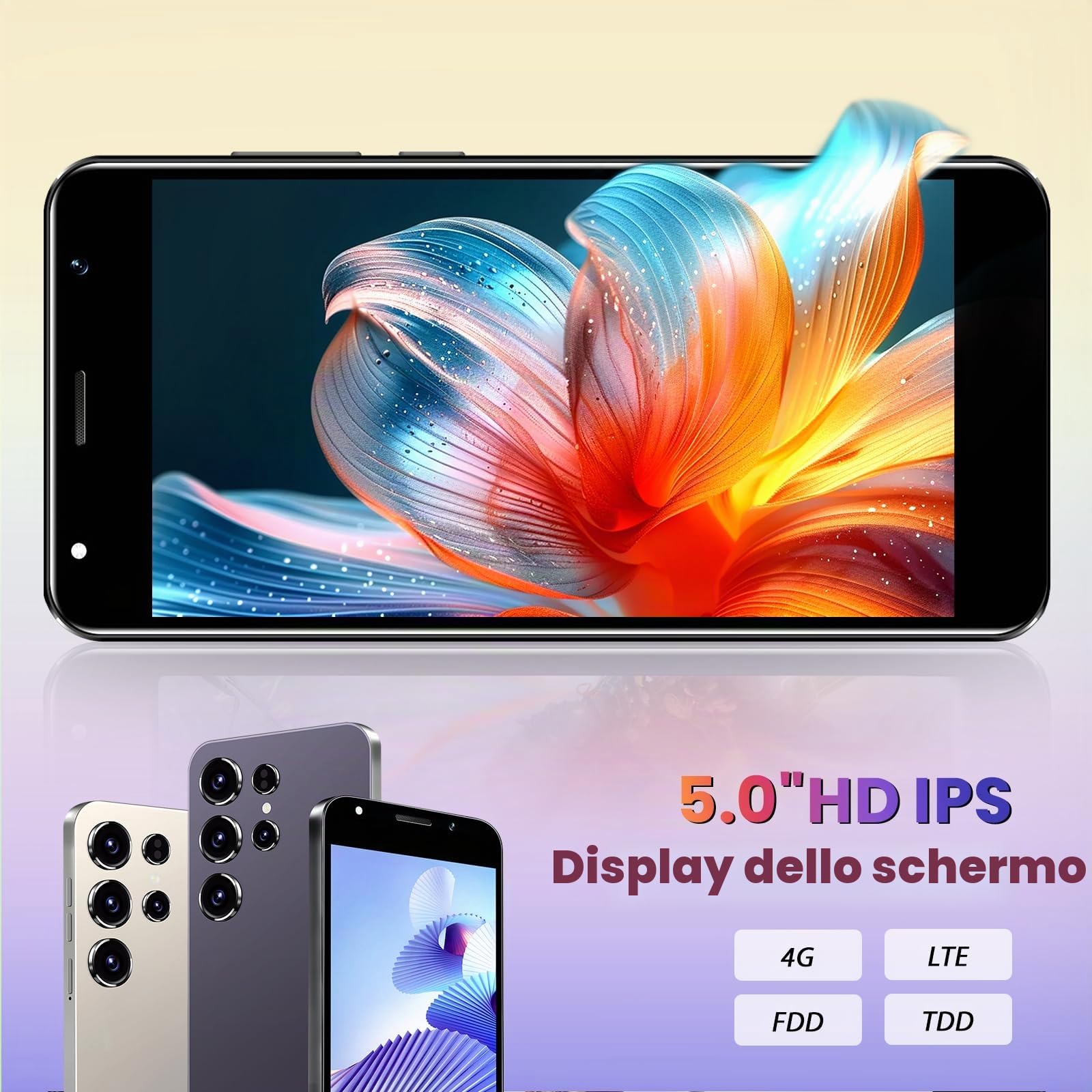 Telefono 4GLTE, doppia SIM + scheda TF, schermo da 5.0 pollici, doppia fotocamera, 2GRAM + 16GROM, estensione TF da 128GB, telefono senza contratto, per utenti principianti (T27grey)