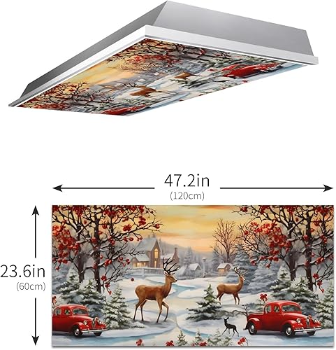 Miniatura 3 de Cubiertas de luz fluorescente de ciervos navideños para aula, 4 x 2 pies, cubierta roja para luz de techo de automóvil, decoración de hospital,