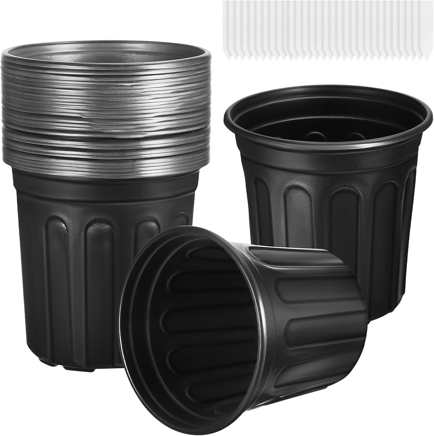 Beaupretty 50pcs Plastic Nursery Pots with Drainage Holes, Small Plant Starter Planter Pots for Indoor and Outdoor Gardening, 16.5cm Diameter Seedling Containers