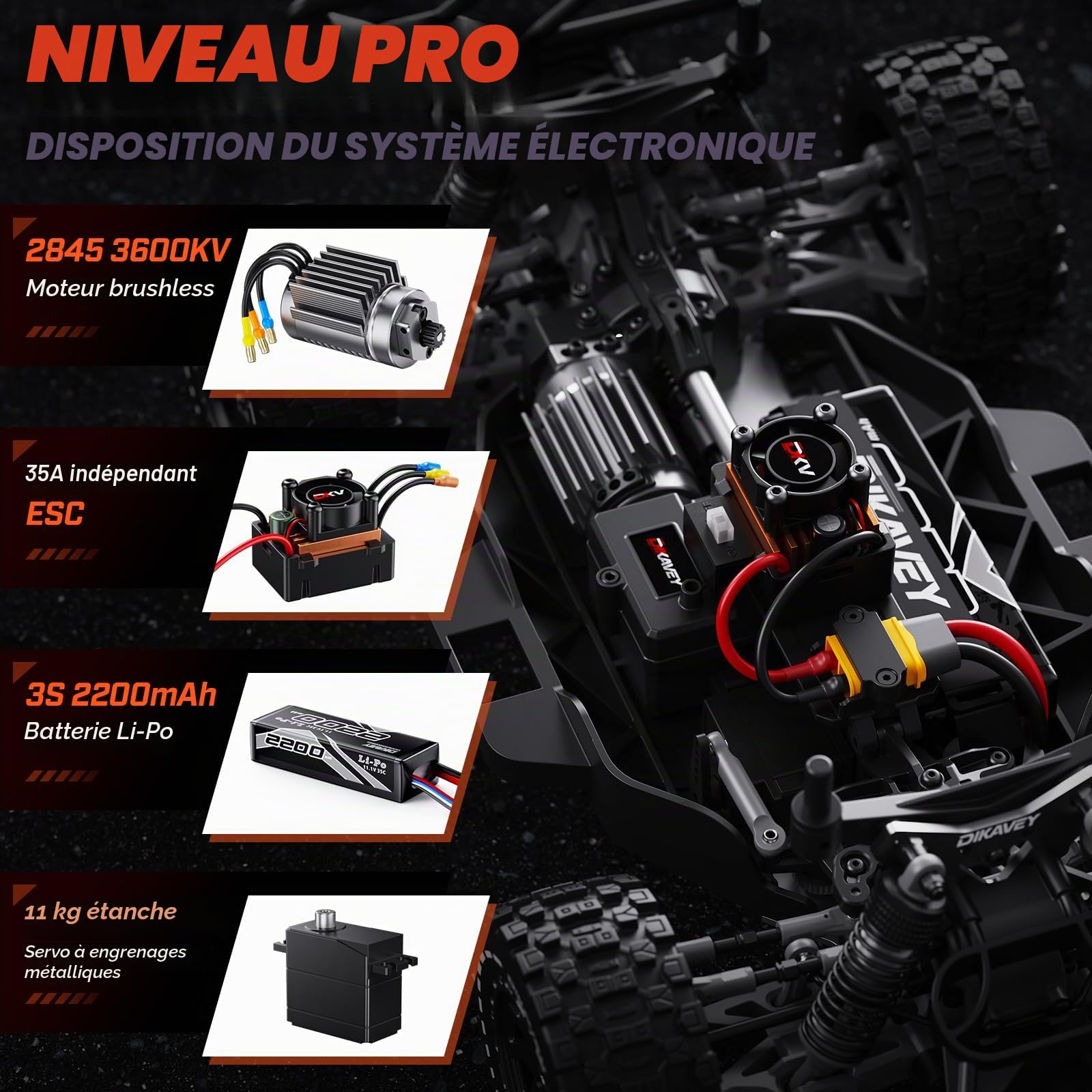 Voiture télécommandée brushless 1/12 RTR, 70+ KM/H Camion Tout-Terrain RC 4x4