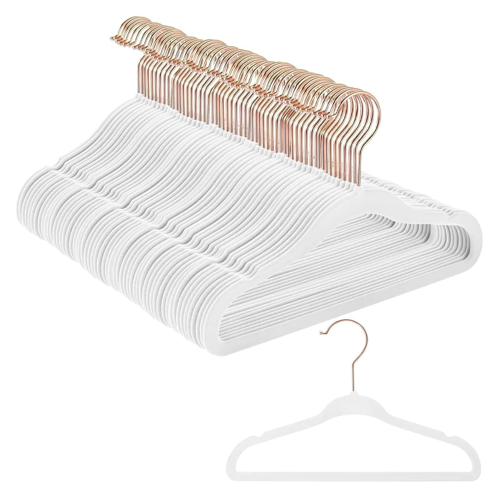 Cintre costume en bois blanc : lot de 100 cintres velours gain de place