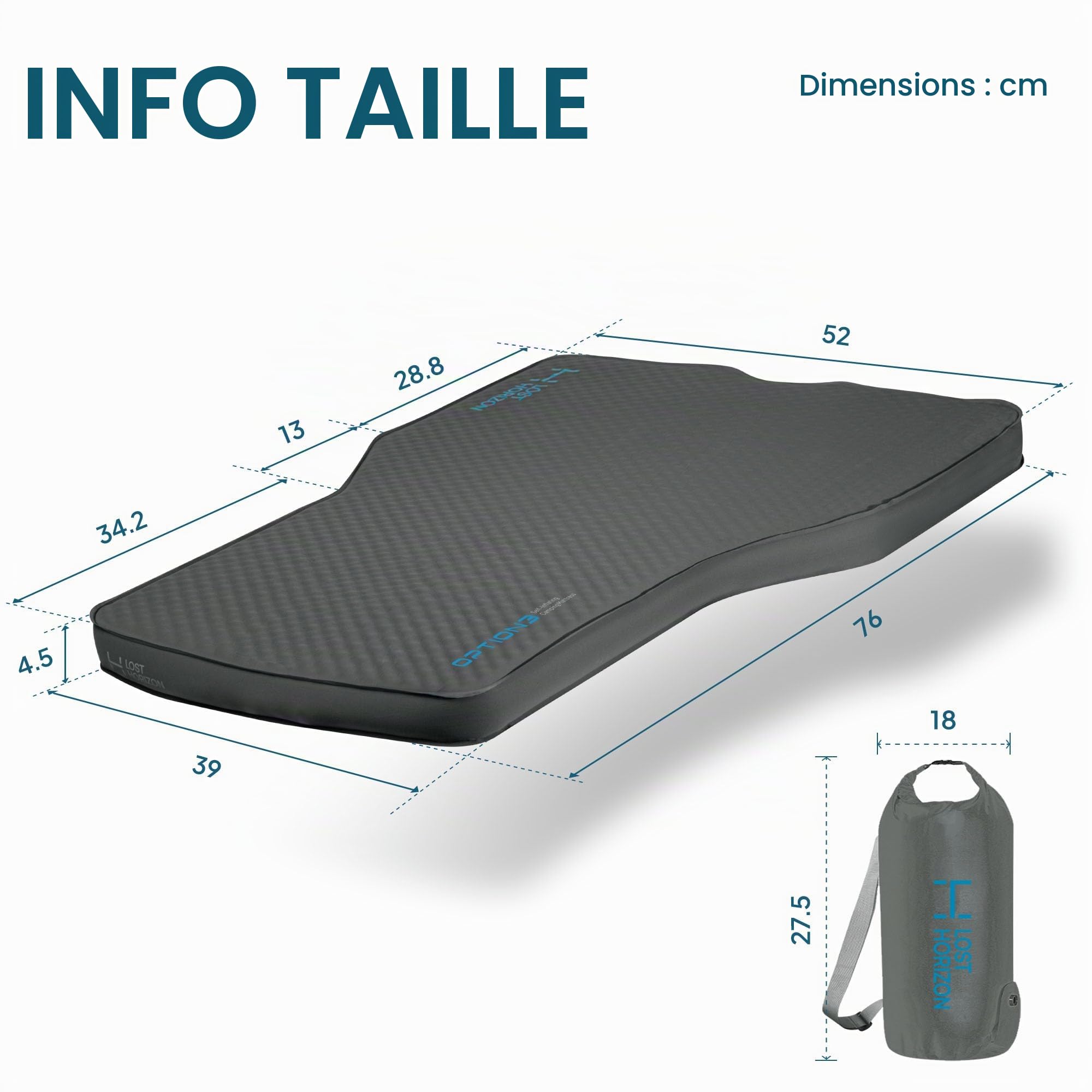 LOSTHORIZON Matelas de couchage autogonflant de 11,4 cm d'épaisseur pour Tesla Model Y, matelas de camping avec sac de pompe, mousse solide, valeur R 13, 4 saisons