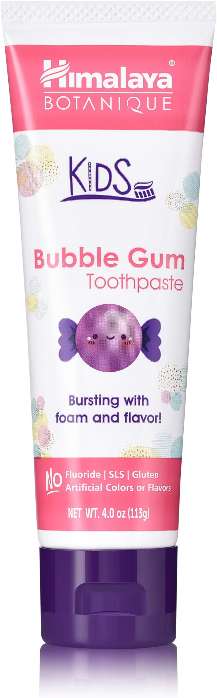 Botanique Kids Toothpaste with Xylitol, Bubble Gum Flavor - Gentle Fluoride Free Toothpaste - Vegan, Gluten Free, SLS Free, No Artificial Flavors or Colors, 4 oz