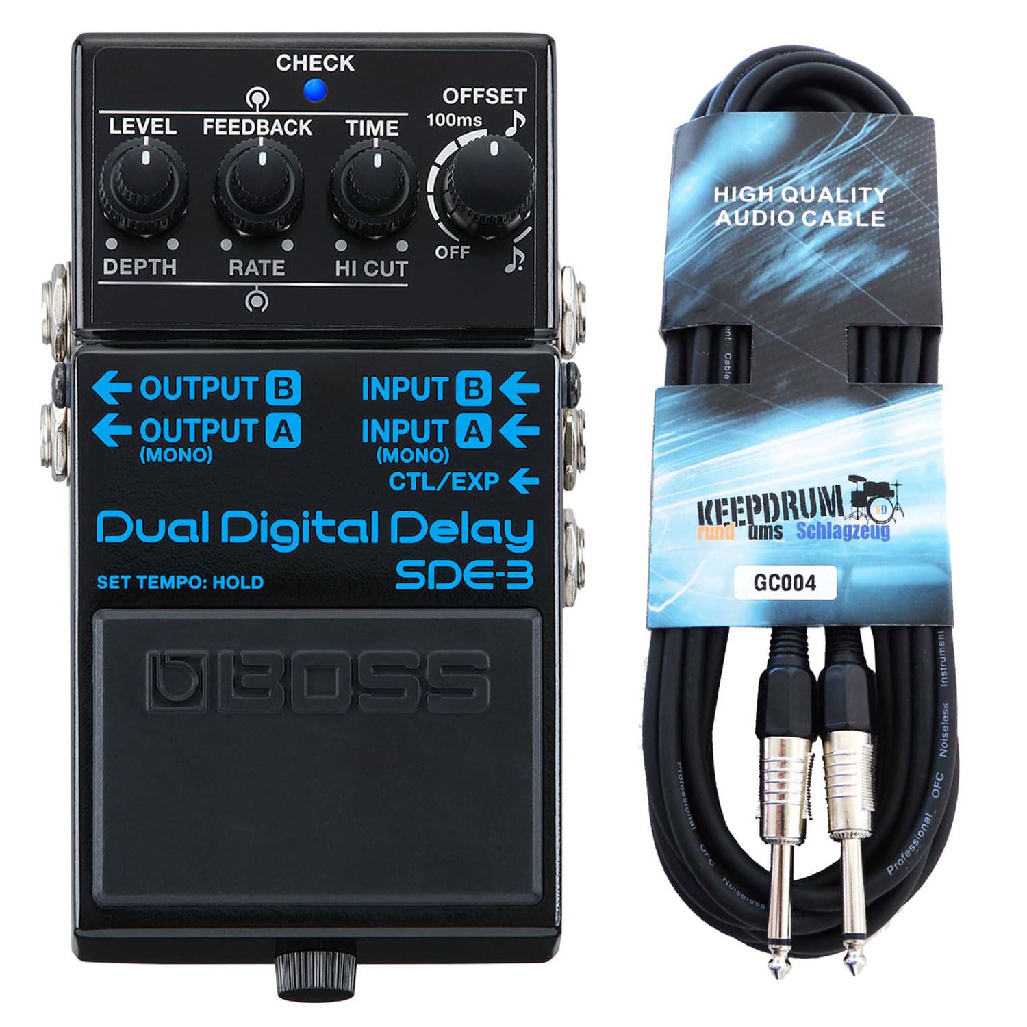 Boss SDE-3 Digital Dual Delay urządzenie efektowe z kablem keepdrum jack