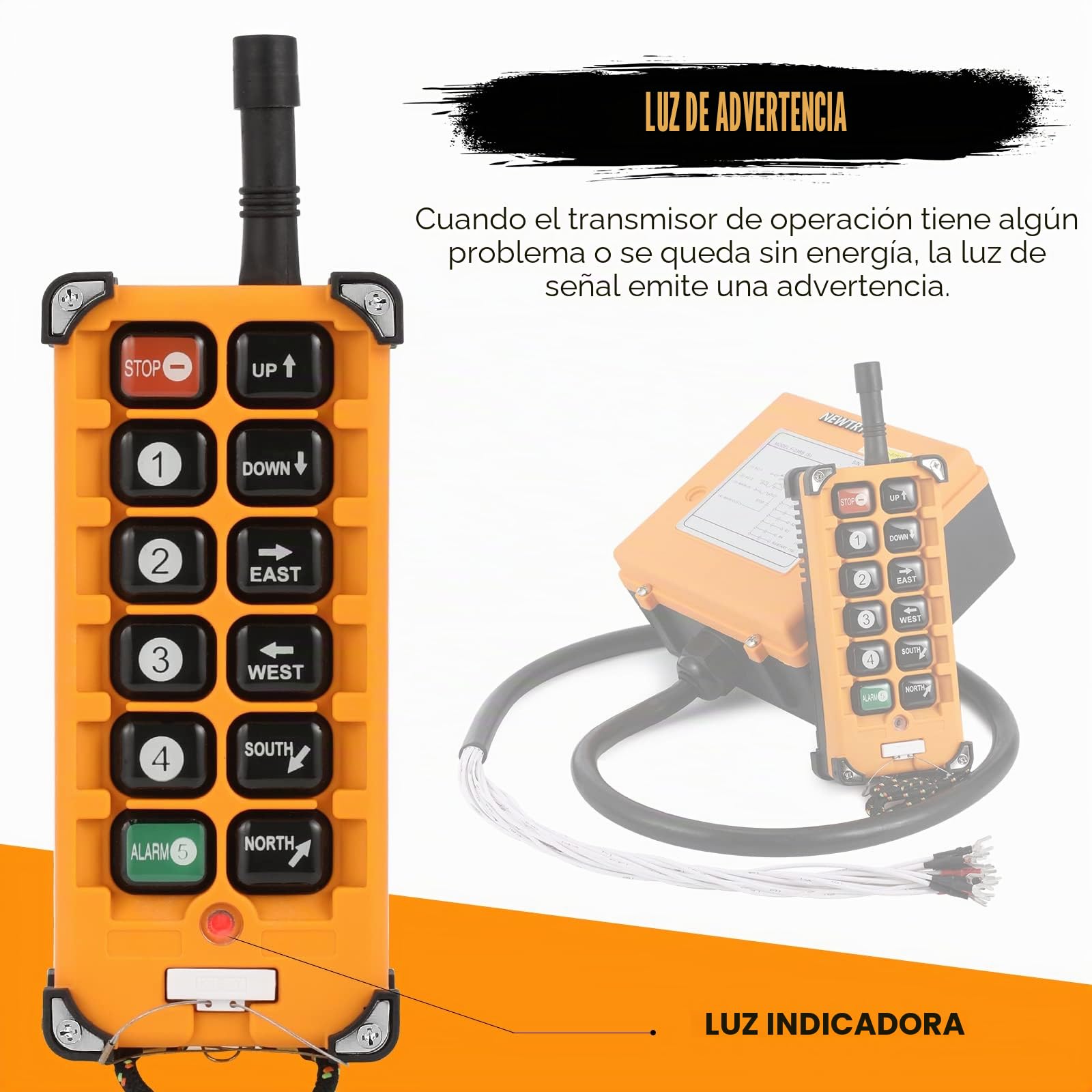 NEWTRY Control remoto de grúa inalámbrica, 12 botones y receptor 24V para polipasto industrial, grúa puente (receptor DC&AC 24V)