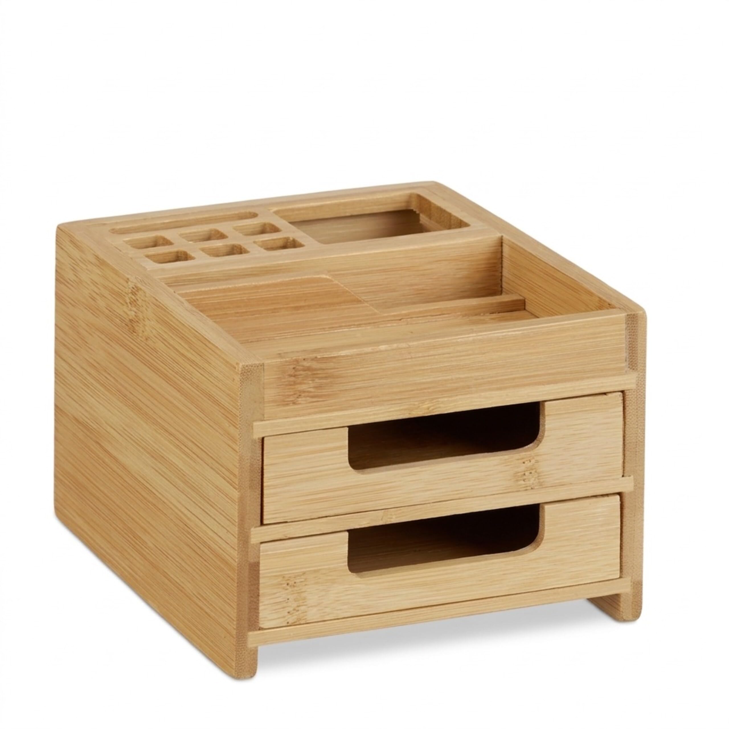Relaxdays Cube mémo bambou, lot de 2, bloc-note 900 feuilles papier support pense-bête HxlxP: 10,5 x 10,5 x 10,5 cm, nature