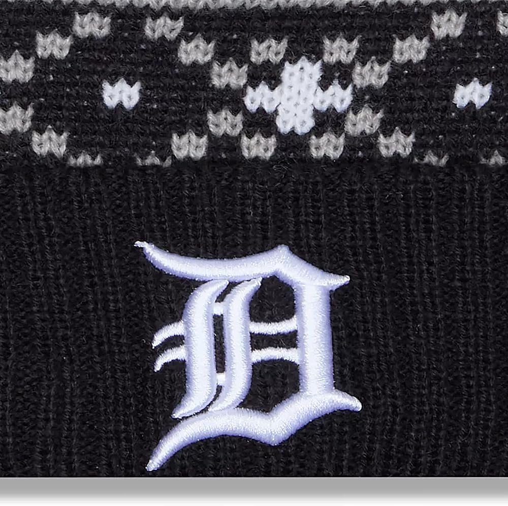New Era Youth Detroit Tigers Pom Cuffed Knit Beanie Hat Blue - Image 3
