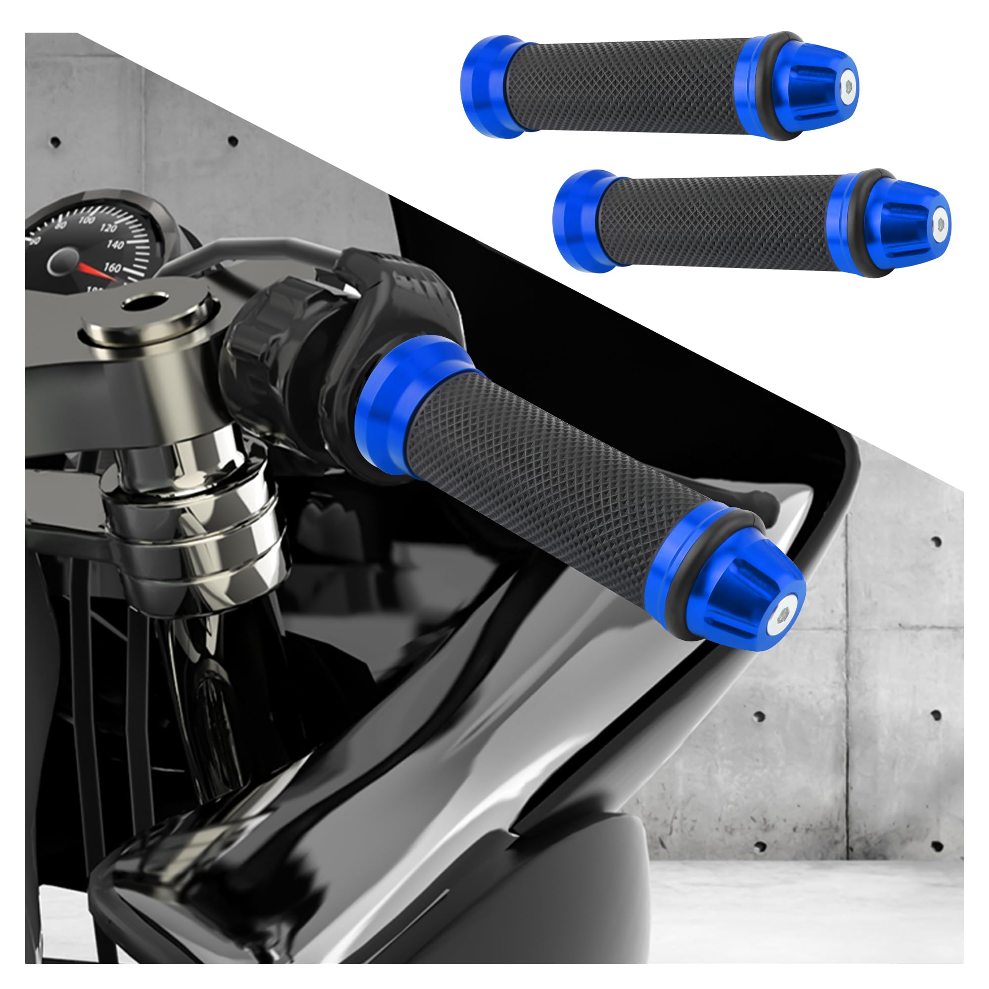 2PCS Motorcycle Handlebar Grips,7/8" & 1" Motorcycle Grips Tuning Accessories Compatible with Honda,Yamaha,Suzuki,Personalized Motorcycle Grips Covers for Car Decoration (Blue)