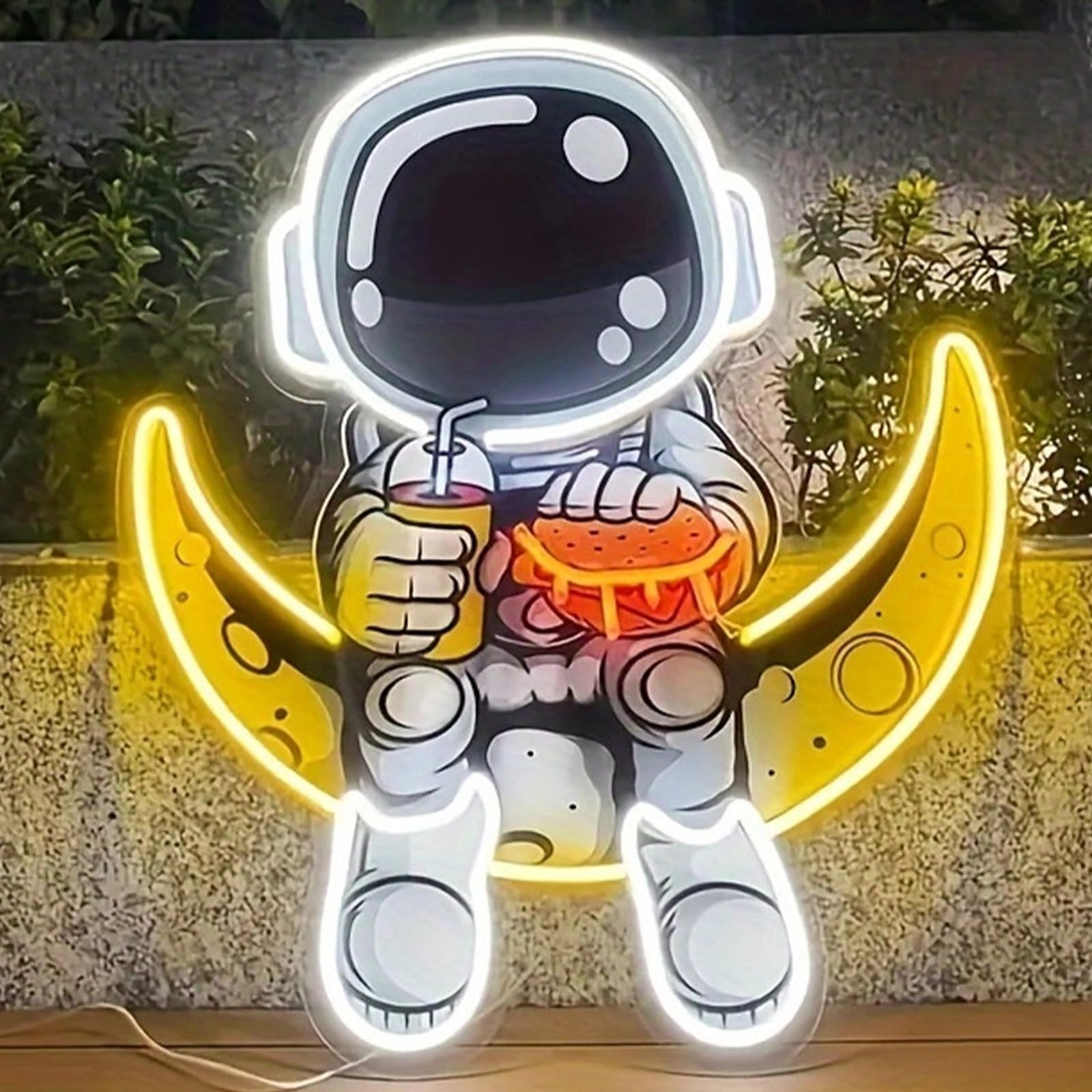 Astronaut Neon Zeichen Raummann UV gedrucktes LED Licht Zeichen für Schlafzimmer Raum Thema Klassenzimmer Pizza Shop Snack Bar Cafe Shop Wand Decor USB Dimmer