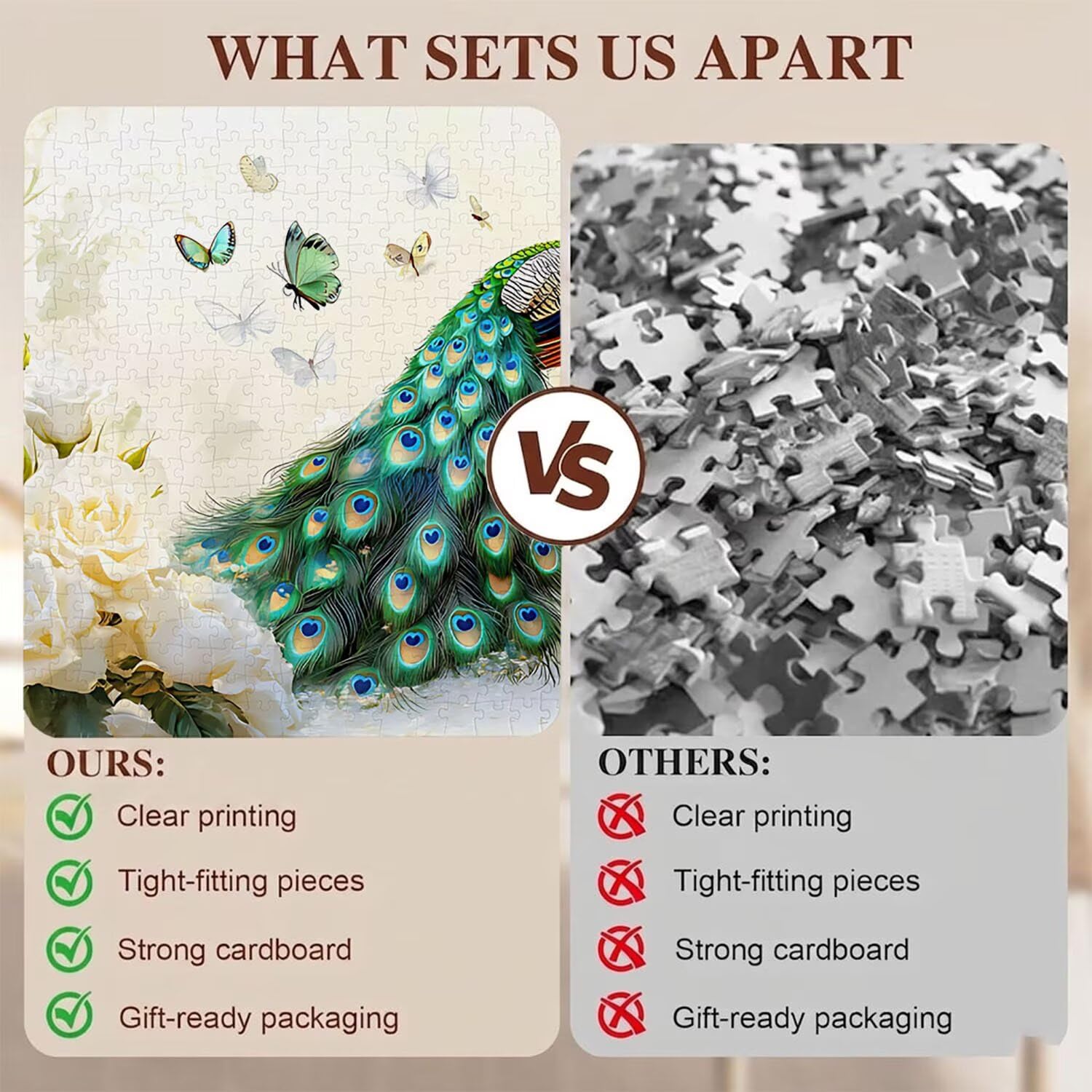 Pavone fiore Puzzle 5000 Pezzi per Adulti, Puzzle in Legno - Collezione Classica con Poster Incluso - Sfida di Concentrazione e Passatempo Antistress, Gioco Educativo per Famiglia, 156 x 105 cm f0-578