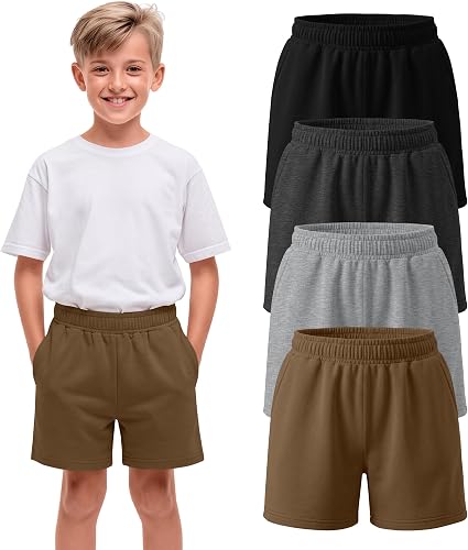 JoyMotion 4 Pack Boy Athletic Shorts, 4-Color, 10-11 Years