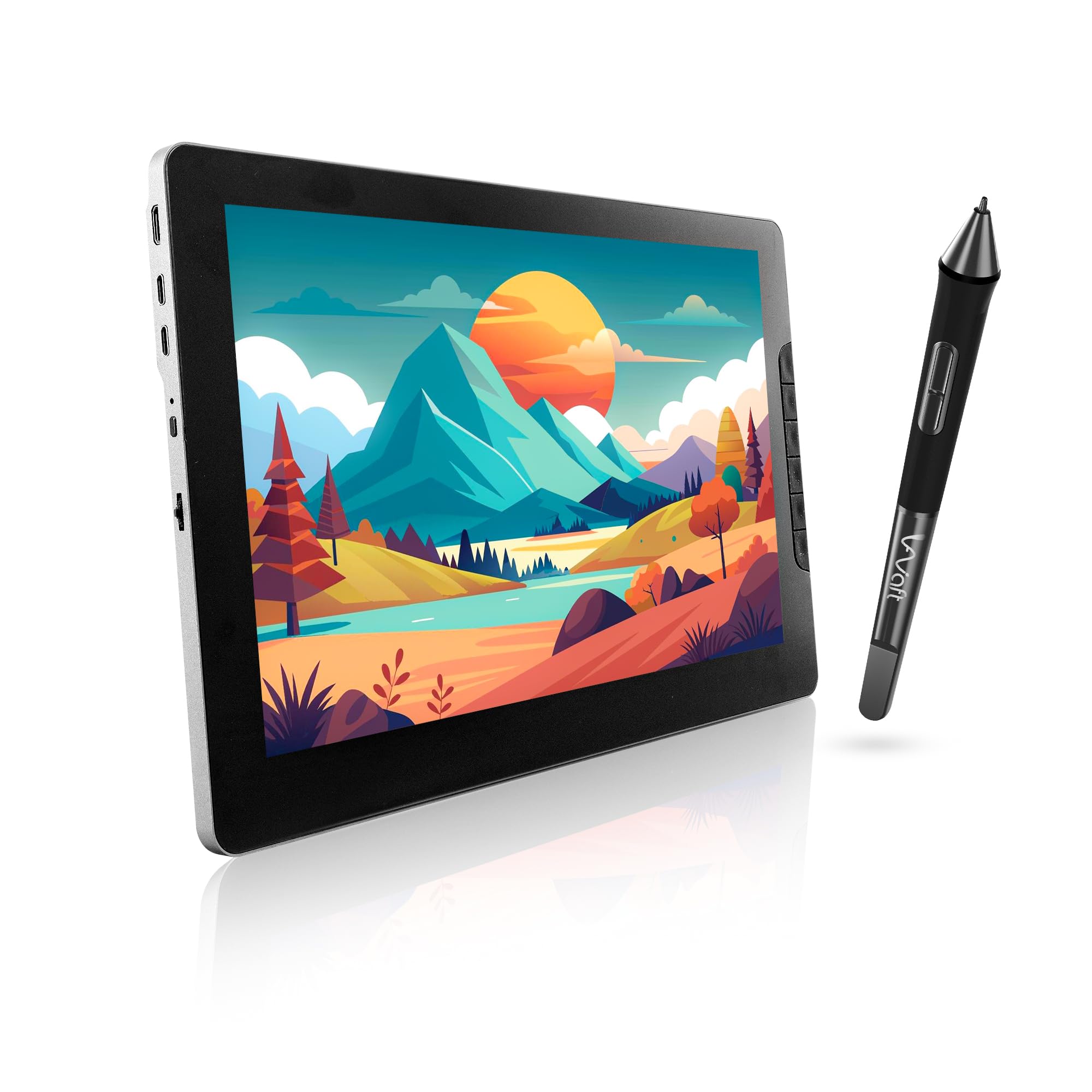 AIWaft Pentab 13.3" Full HD Pen Display, 8H Glass, Battery-Free Pen, 8192 Pressure, 266 PPS, ±60° Tilt, Mini HDMI & USB-C, Compact & Lightweight for Digital Art, Design & Illustration
