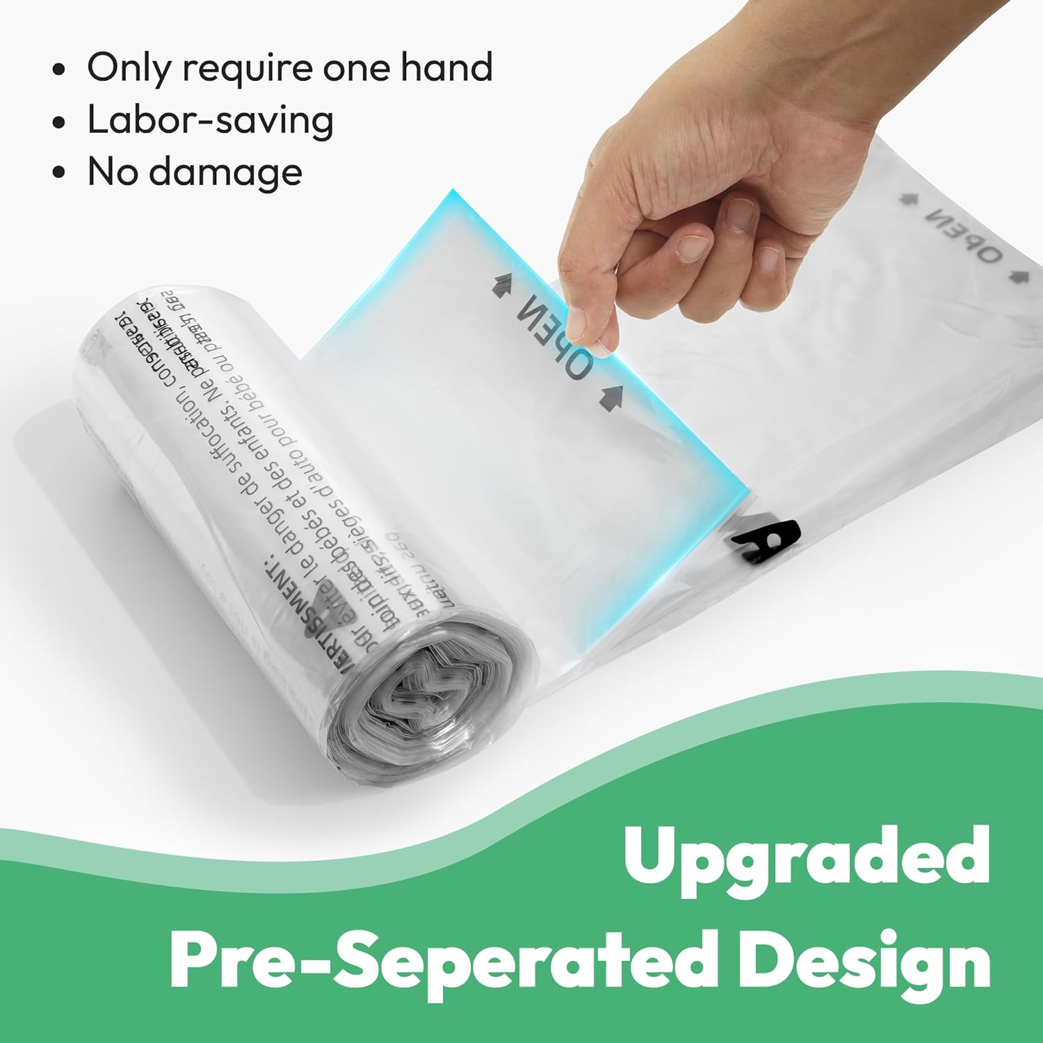 Waste Bags, Compatible with Litter Robot 4/5/3, 150 Pack Liners for Self Cleaning Litter Box, 9-11 Gallon Capacity, Pre-Separated, Transparent, Replacement Cat Litter Bags