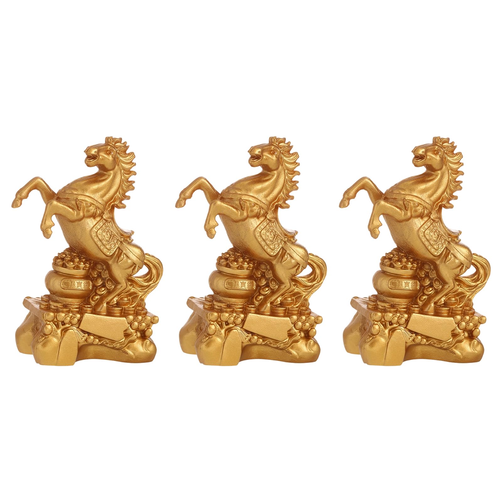 Zbiianxer D 3 Pack Chinese Zodiacs Resin Horse Model Sculpture Auspiciously New Year Festivals Embodying Fortunes Success Zodiacs Horse Sculpture