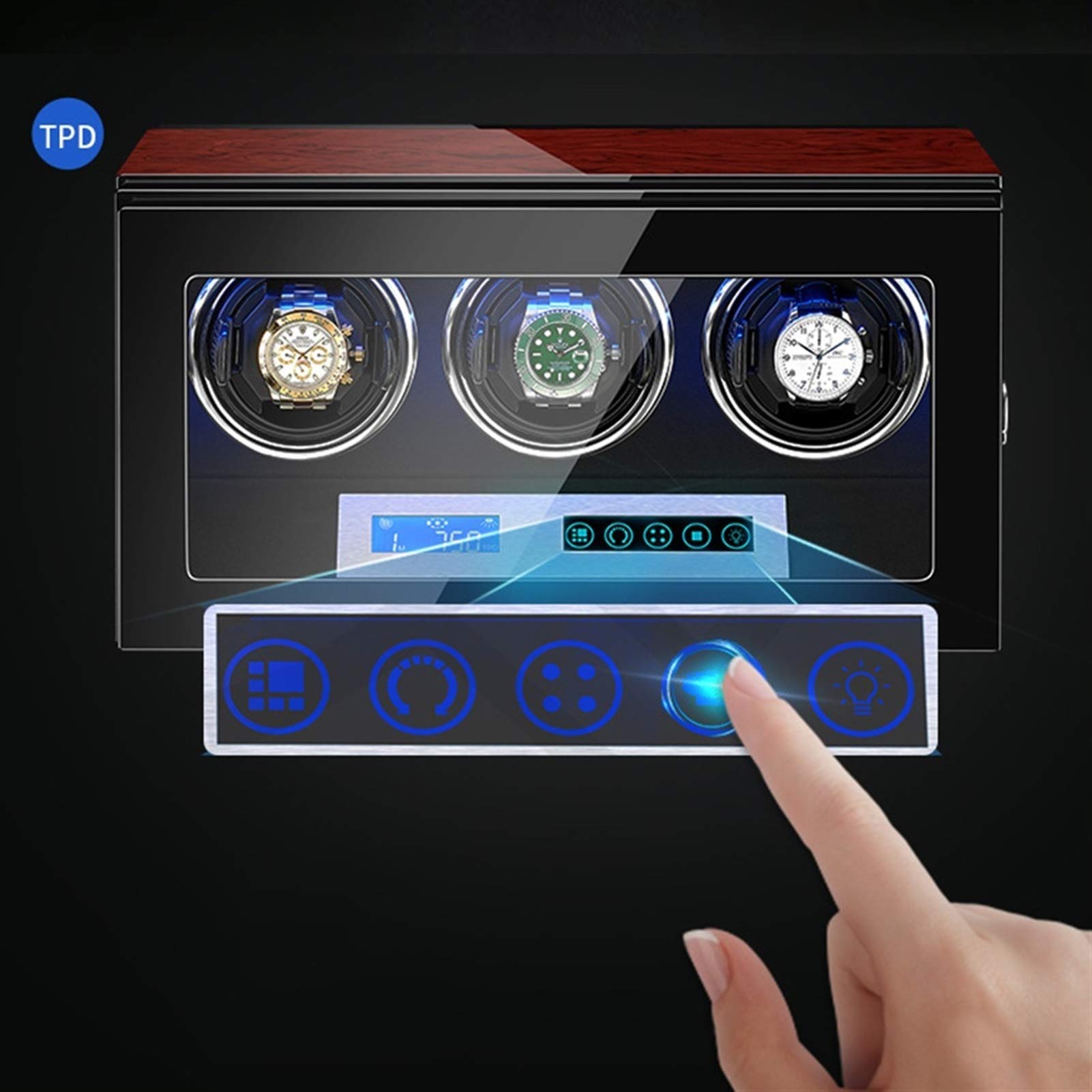 Orologi Auto -tornanti per 3 Orologi per Tutti Gli Orologi Meccanici Automatici con Motore Tranquillo e Luce a LED