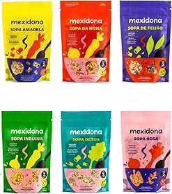 Sopas Veganas Naturais Mexidona para Dieta, 6 Unidades