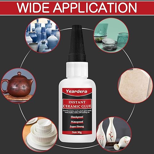 Miniatura 6 de Ceramic Glue, 30g Instant Ceramic Super Glue for Porcelain and Pottery Repair, Clear Ceramic Metal Adhesive for Porcelain, Glass, Plastic, Metal,