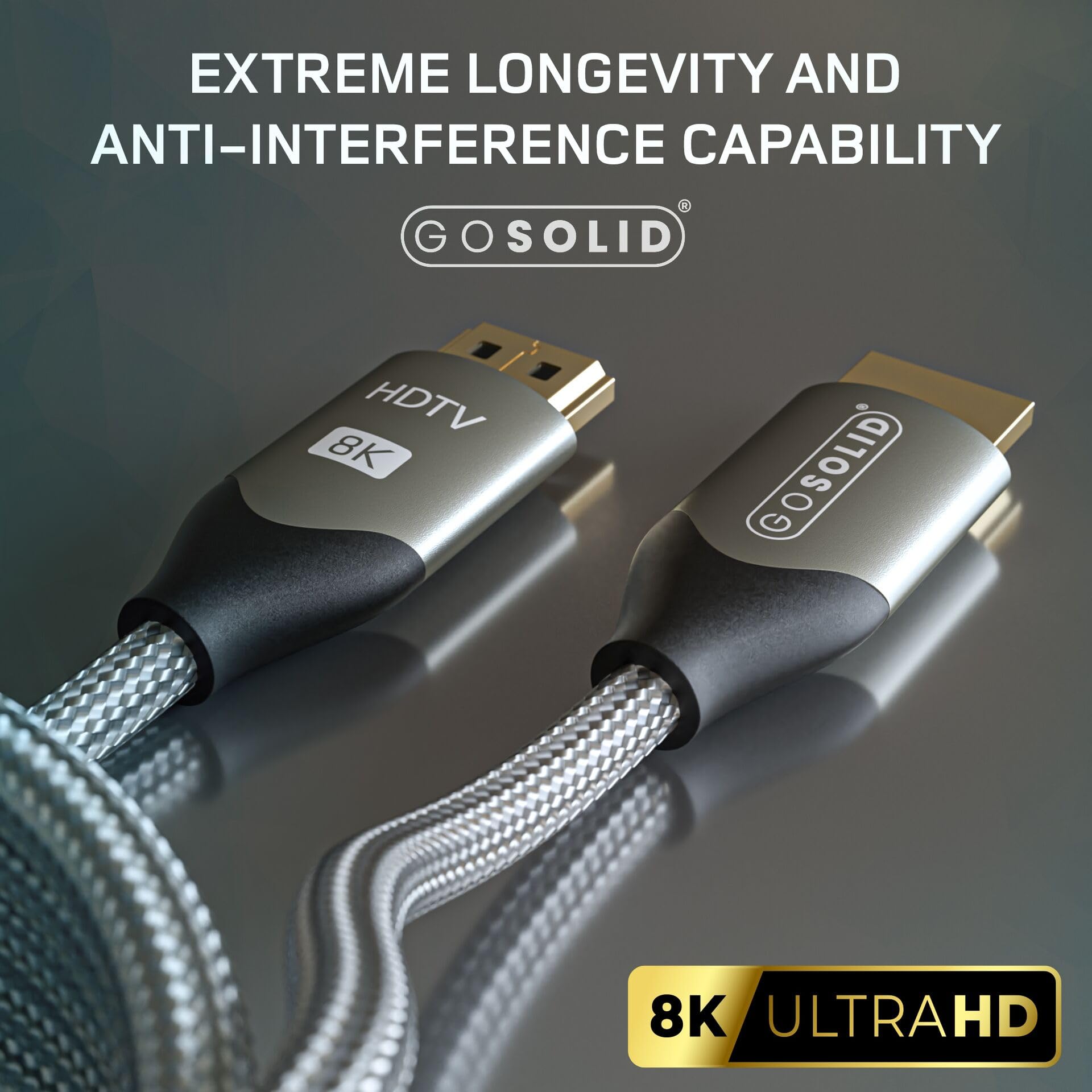 GO SOLID! HDMI 2.1 Cable 8K 60Hz - 4K 120Hz Adecuado para PS5/PS4/ Xbox Series X/Monitor/Portátil 10 metros