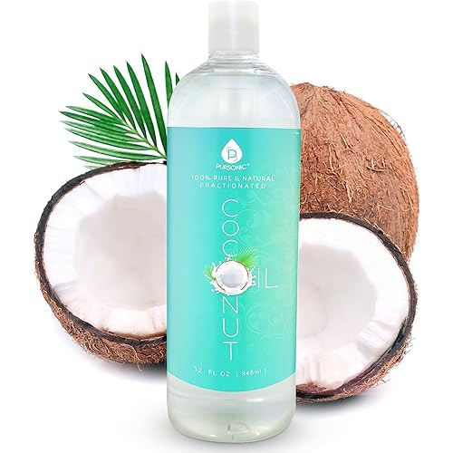 Pursonic Pure Unscented Fractionated Coconut Oil - 32 Oz Multipurpose Oil for Skin, Hair, Body Massage & Makeup Removal - Carrier Oil for Essential Oils and Aromatherapy